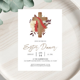 florales Kreuz christliches Osterfrühling Osteress Einladung