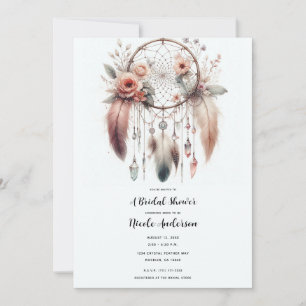 Florales Kristall Feder Traumfänger Boho Brautschm Einladung
