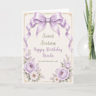 Florales Lavendel Coquette-Band Sweet Sixteen Karte