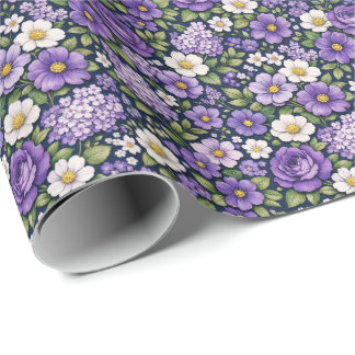 florales Lila Geschenkpapier