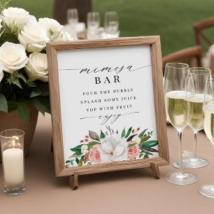 Florales Magnolien-Rosen-Braut-Shower-Mimosa-Bar-S Poster