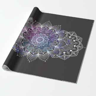 Florales Mandala Blau Lila Geschenkpapier