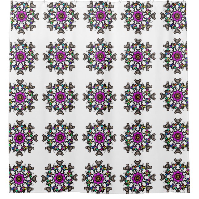 Florales Mandala-Muster Duschvorhang (Vorderseite)