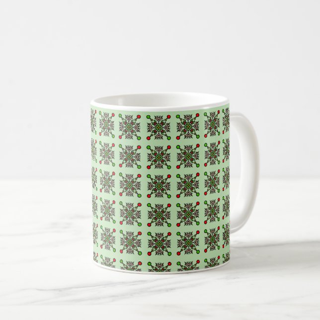 Florales Mandala-Muster Kaffeetasse (VorderseiteRechts)