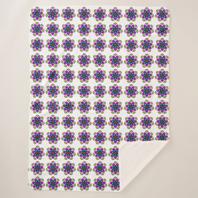 Florales Mandala-Muster Sherpadecke (Vorderseite)