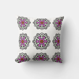 Florales Mandala-Nahtloses Muster Rosa Blüte Kissen