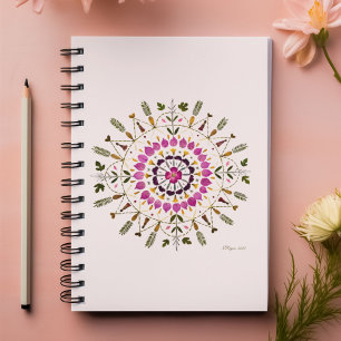 Florales Mandala-Pressblumen-Kunstwerk von S. Frig Planer