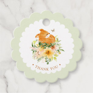 Florales Märchenbuch Fuchs Baby Shower Geschenkanhänger