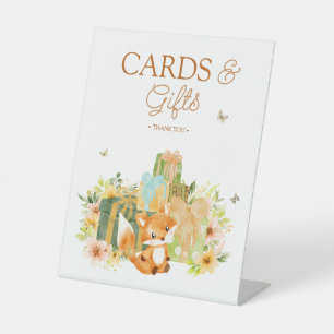 Florales Märchenbuch Fuchs Baby Shower Karten und  Sockelschild