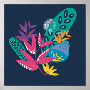 florales modernes blaues botanisches einfach poster