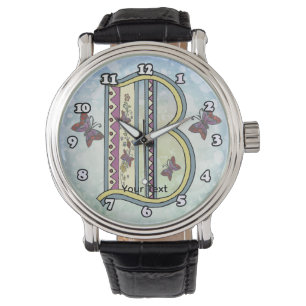 florales Monogramm B Armbanduhr