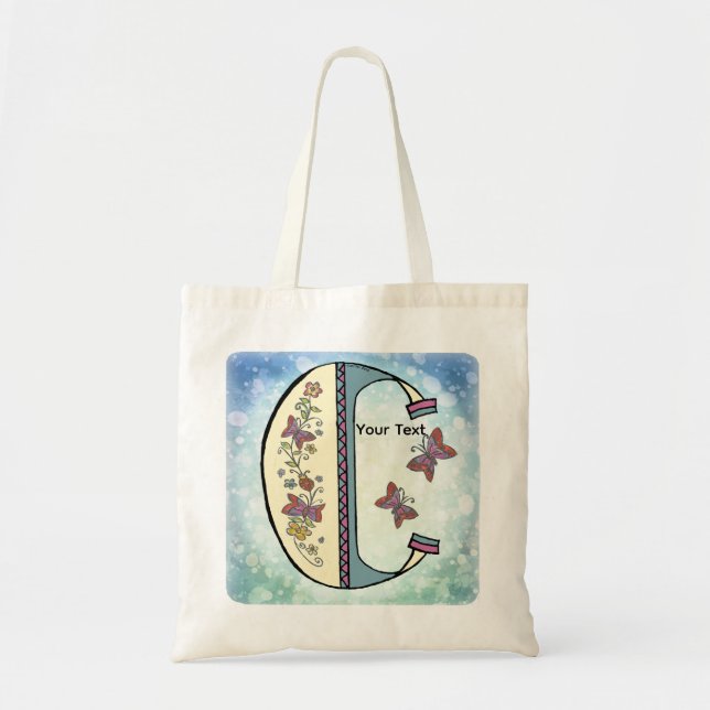 florales Monogramm C Tragetasche (Vorne)