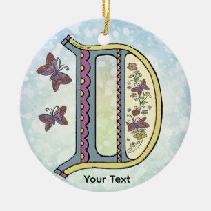 florales Monogramm D Keramik Ornament
