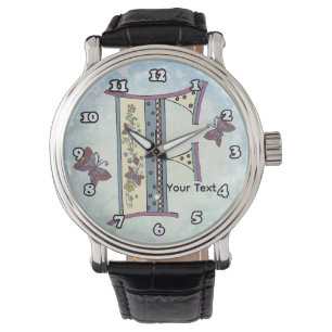florales Monogramm F Armbanduhr