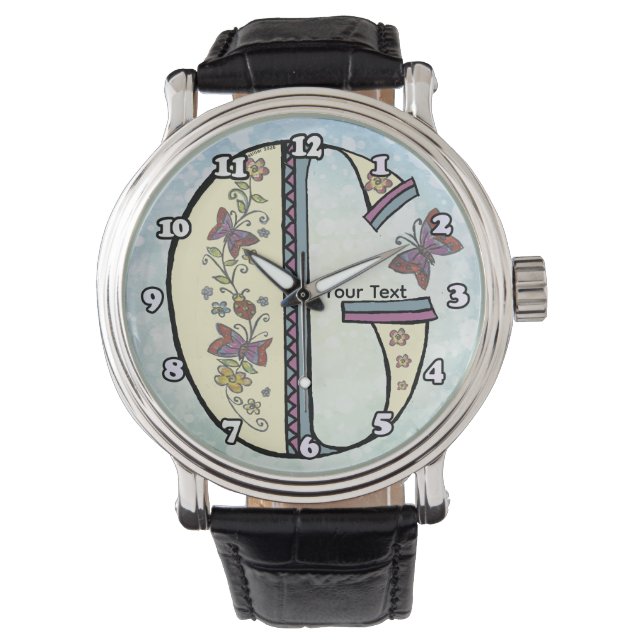florales Monogramm G Armbanduhr (Vorderseite)