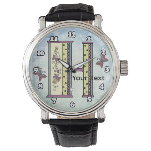 florales Monogramm H Armbanduhr