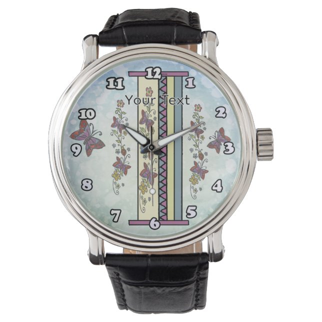 florales Monogramm I Armbanduhr (Vorderseite)