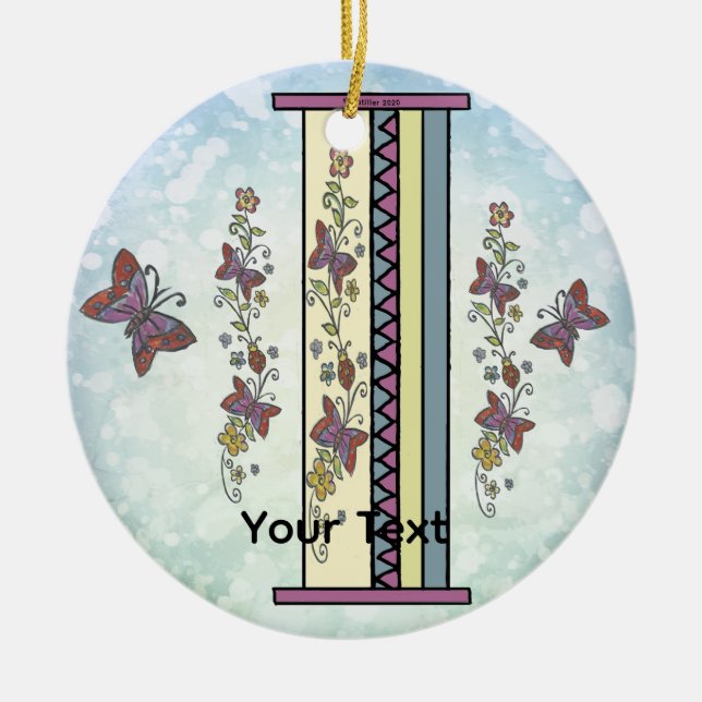 florales Monogramm I Keramik Ornament (Vorne)