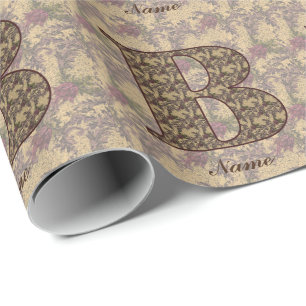 Florales Monogramm Initiale B Elegant Personalisie Geschenkpapier