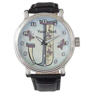 florales Monogramm J Armbanduhr