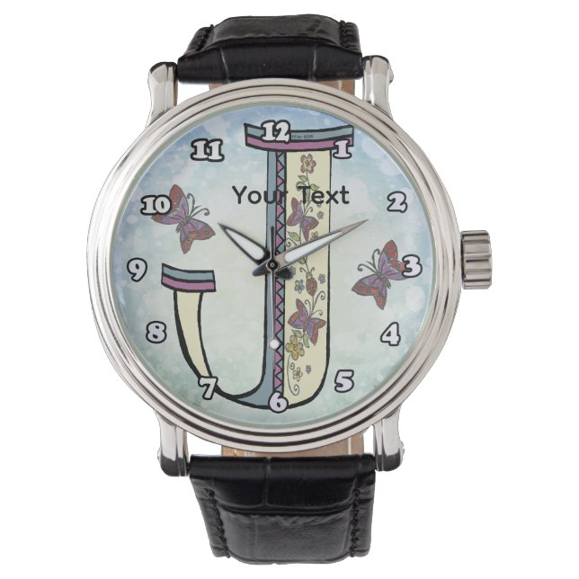florales Monogramm J Armbanduhr (Vorderseite)