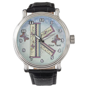 florales Monogramm K Armbanduhr