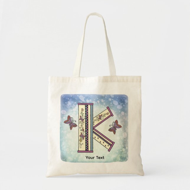 florales Monogramm K Tragetasche (Vorne)