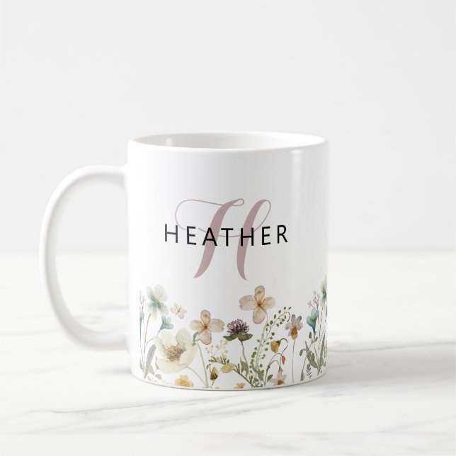 Florales Monogramm Kaffeetasse (Links)