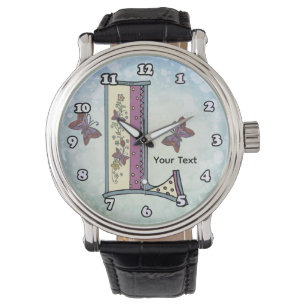florales Monogramm L Armbanduhr