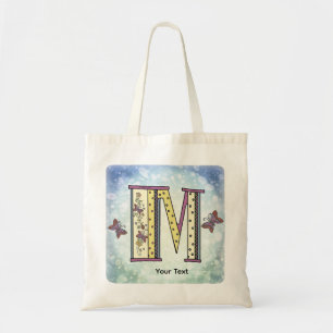 florales Monogramm M Tragetasche