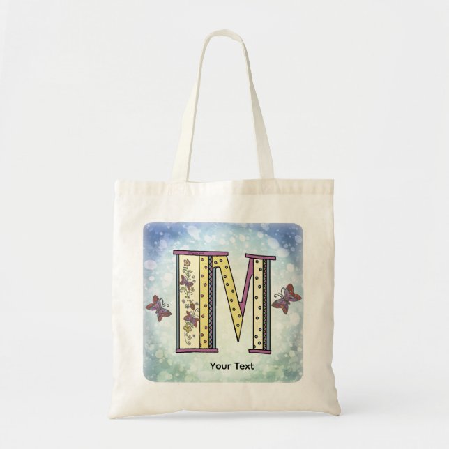 florales Monogramm M Tragetasche (Vorne)