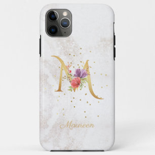 Florales Monogramm Namensinitiale M Buchstabe pers Case-Mate iPhone Hülle