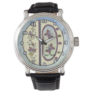 florales Monogramm O Armbanduhr