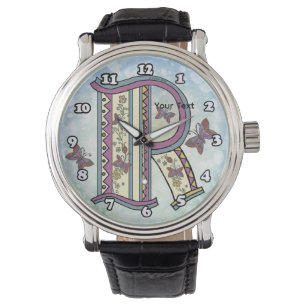florales Monogramm R Armbanduhr