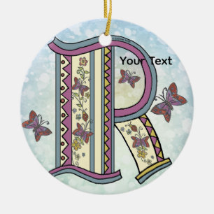 florales Monogramm R Keramik Ornament