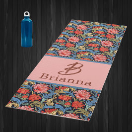 Florales Monogramm Rosa Blau im Stil von William M Yogamatte