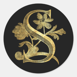 Florales Monogramm S Runder Aufkleber