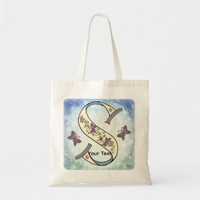florales Monogramm S Tragetasche (Vorne)