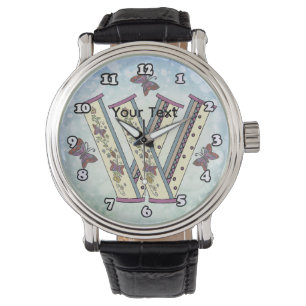 florales Monogramm W Armbanduhr