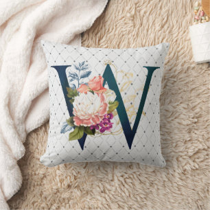 Florales Monogramm W II Kissen