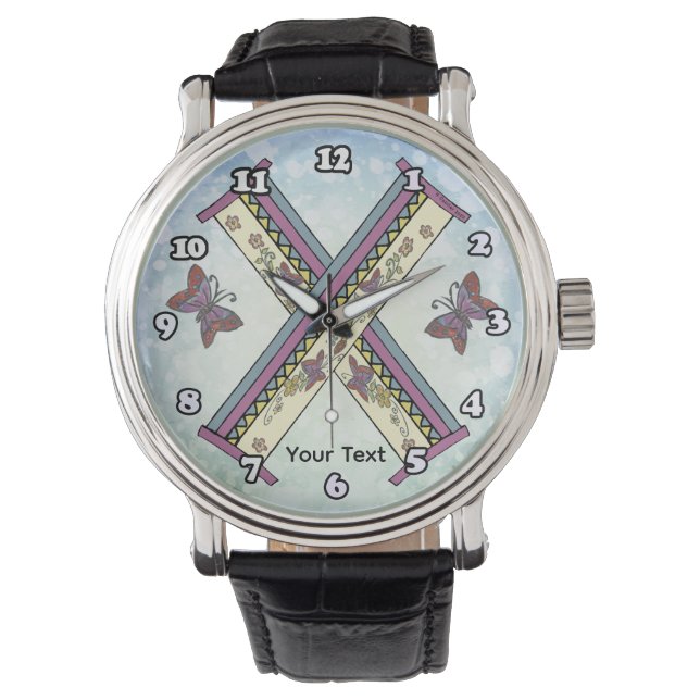 florales Monogramm X Armbanduhr (Vorderseite)