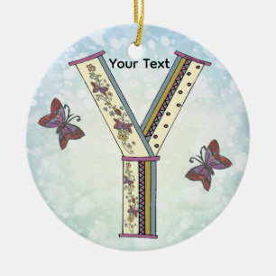 florales Monogramm Y Keramik Ornament
