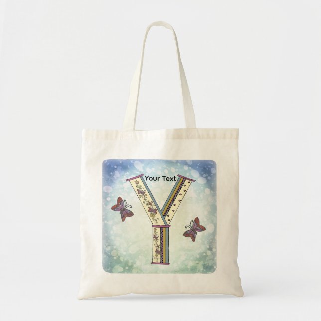 florales Monogramm Y Tragetasche (Vorne)