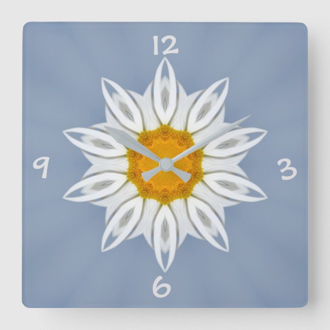 Florales Muster Quadratische Wanduhr (Vorderseite)