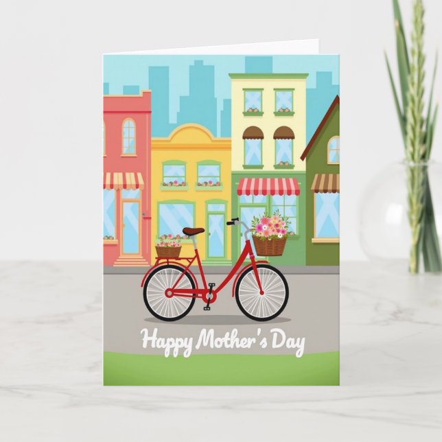 Florales Muttertagsfahrradkarte Karte (Vorderseite)