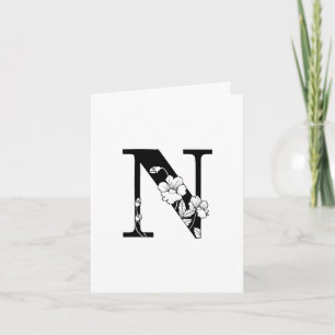 Florales N-Monogramm auf weißer Karte