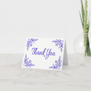 Florales Navy Blau Kobalt Dankeschön Herz Hochzeit Dankeskarte