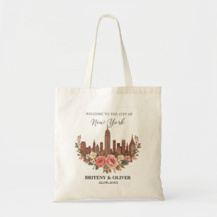 Florales New York City Skyline Ziel Hochzeit   Tragetasche