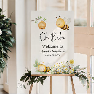 Florales Oh Babee Honey Bee Baby Shower Willkommen Poster