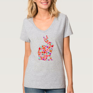 Florales Osterblumen-Hasen-Osterhasen-Frühlingsblu T-Shirt